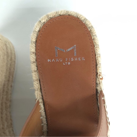 MARC FISHER LTD Brown LEATHER Robbyn Espadrille Wedge Sandal Size 9M - Picture 11 of 16